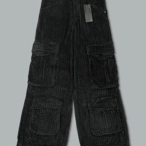 Black Corduroy Cargo Jeans